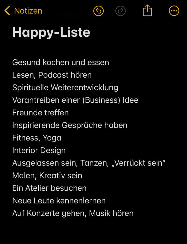 Happy Liste in Notiz-App
